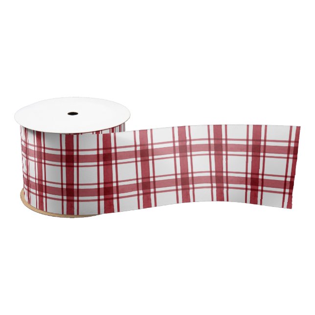 Ruban En Satin Vacances Rouge Blanc (Bobine)