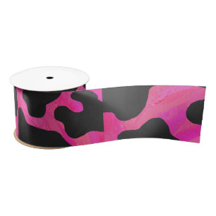 Ruban En Satin Vache rose chaud et noir