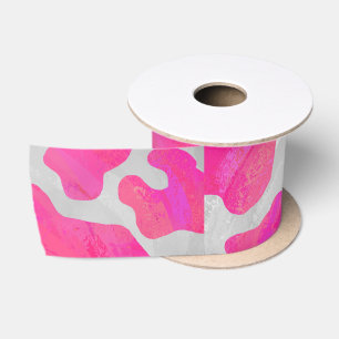 Ruban En Satin Vache rose et blanc chaud