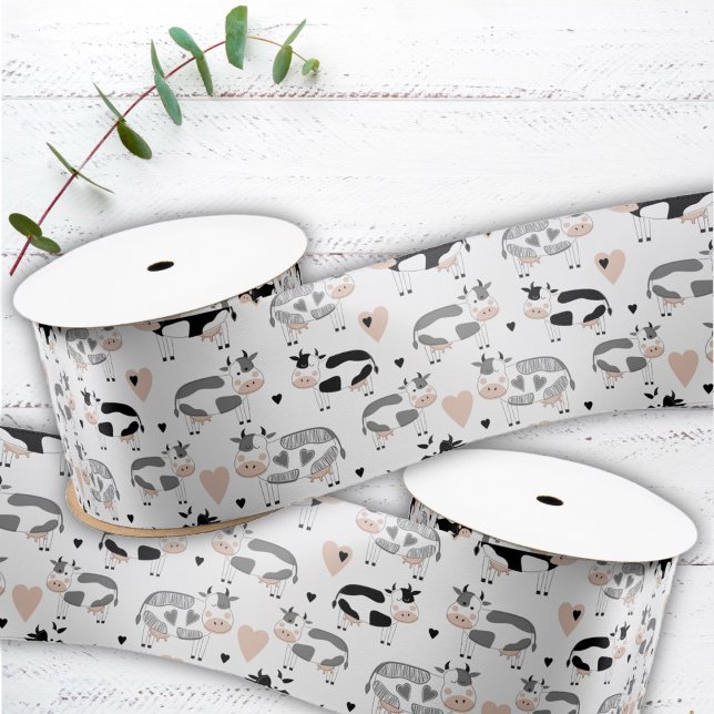 Ruban En Satin Vaches agricoles de campagne mignonnes (Créateur téléchargé)