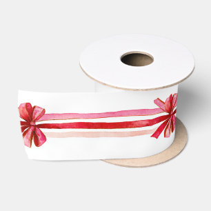 Ruban En Satin Vaches de Noël roses et rouges