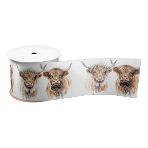 Ruban En Satin Vaches Highland au mariage en aquarelle