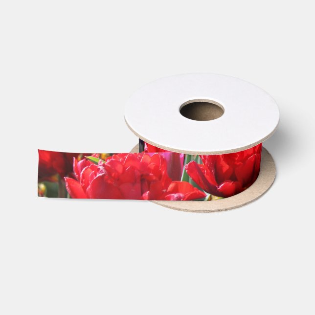 Ruban En Satin Vagues de Crimson floral tombées (Bobine)