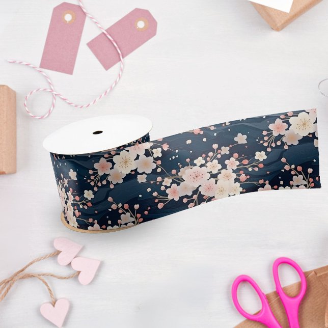 Ruban En Satin Vagues de marine florales de Sakura (Créateur téléchargé)