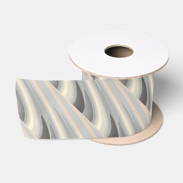 Ruban En Satin vagues rose gris jaune (Bobine)