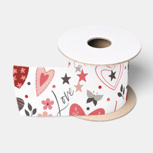 Ruban En Satin Valentines Day Love Coeur rose et rouge