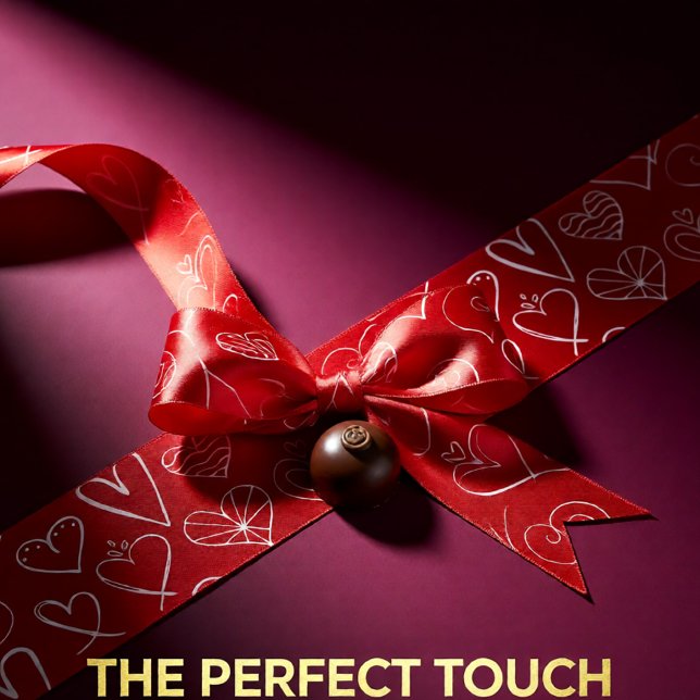 Ruban En Satin Valentines motif de coeur rouge et rose (Romantic Red and White Heart Pattern Valentine Satin Ribbon)