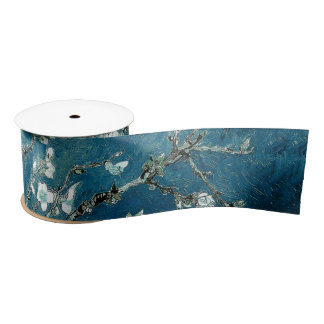 Ruban En Satin Van Gogh Almond Blossoms Dark Turquoise