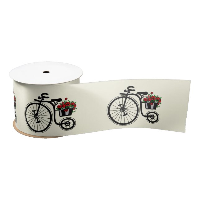 Ruban En Satin Vélo Fleurs Vintages romantiques (Bobine)