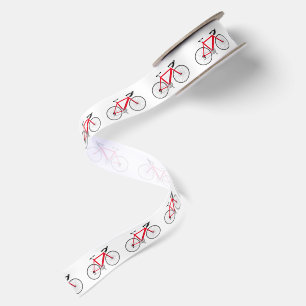 Ruban En Satin Vélos rouges sur fond blanc