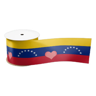 Ruban En Satin Venezuela Drapeau & Coeur, amour Venezuela/sports