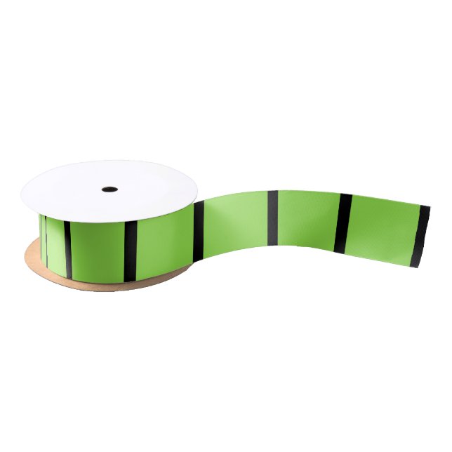 Ruban En Satin Vert avec rayures noires (Bobine)