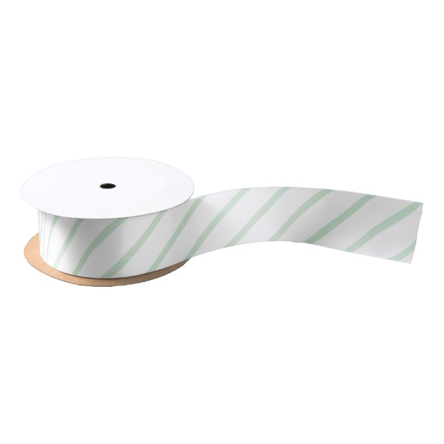 Ruban En Satin Vert Blanc Pastel Stripes Satin Ribbon (Bobine)