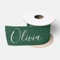 Vert Chasseur Personnalisé Élégant Nom Satin