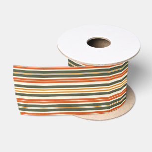 Ruban En Satin Vert olive Orange et Ivoire