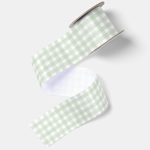 Ruban En Satin Vert Sauge Gingham Classique