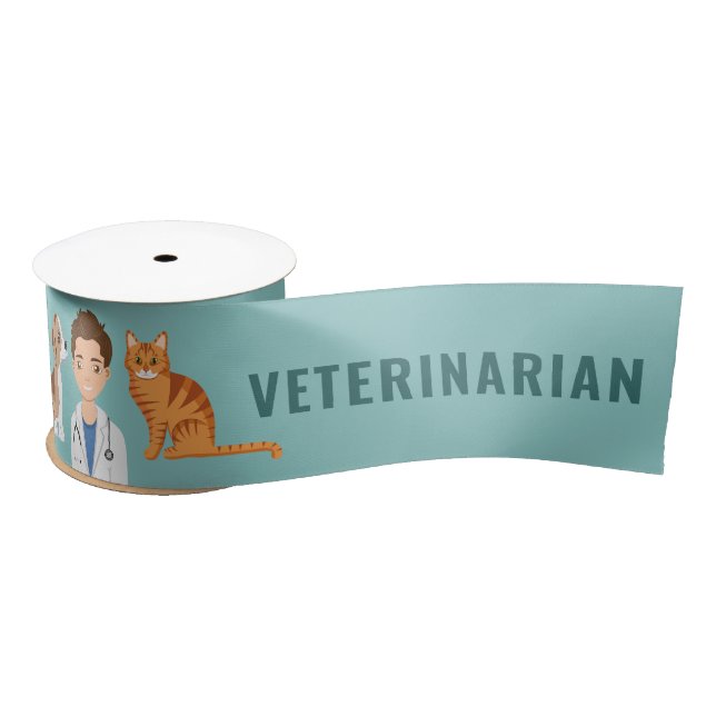 Ruban En Satin Vétérinaire Vet Animal Docteur Avec Chien Et Chat (Bobine)