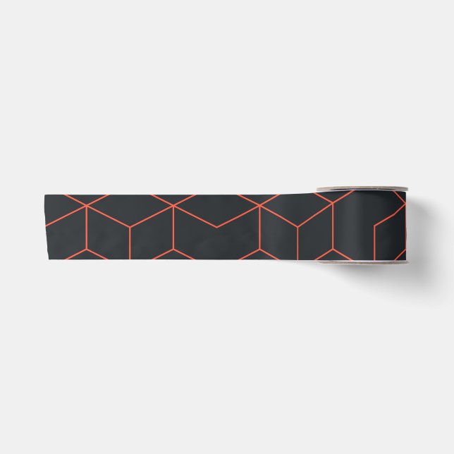 Ruban En Satin Vibrant, rétro, simple, cool, tendance motif cube (Devant)