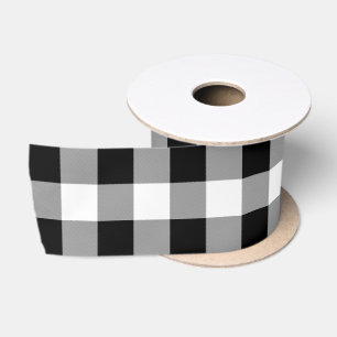 Ruban En Satin Vichy buffalo noir et blanc