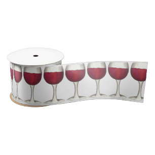Ruban En Satin Vin rouge Verre de Merlot Verre Foie Imprimer Ruba