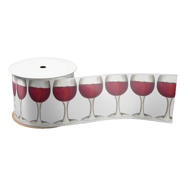 Ruban En Satin Vin rouge Verre de Merlot Verre Foie Imprimer Ruba (Bobine)