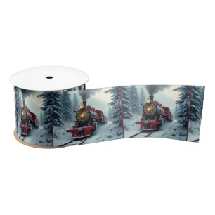 Ruban En Satin Vintage Christmas Steam Locomotive