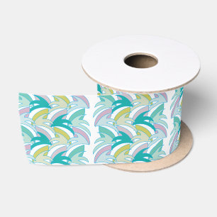 Ruban En Satin Vintage coloré Feuilles tropicaux Vintages