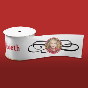 Ruban En Satin Vintage Elegant Rouge blanc photo Portrait Festive