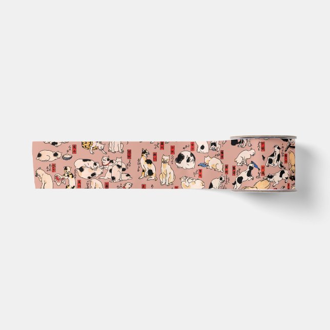 Ruban En Satin Vintage japonais motif de chat Ukiyo-e : Kuniyoshi (Devant)