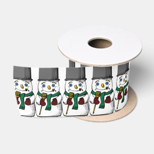 Ruban En Satin Vintage Noël ou Fêtes Snowmen en Casquette
