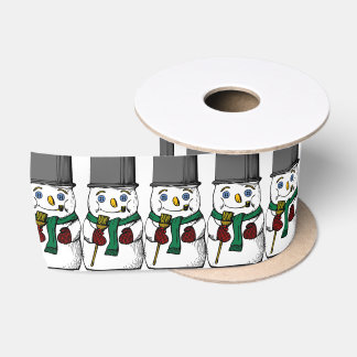 Ruban En Satin Vintage Noël ou Fêtes Snowmen en Casquette
