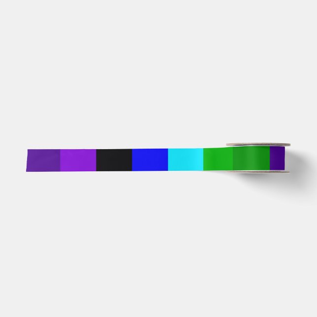 Ruban En Satin Violet, noir, bleu et vert (Devant)