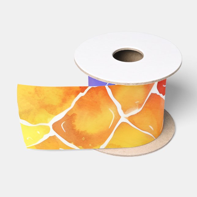 Ruban En Satin Vitrail arc-en-ciel aquarelle (Bobine)