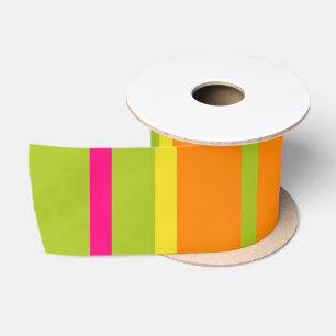 Ruban En Satin Vivid Hot Pink, Lime Green et Profond Orange Strip