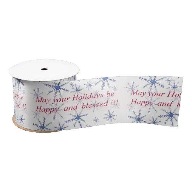 Ruban En Satin Vœux de fêtes joyeuses (Bobine)
