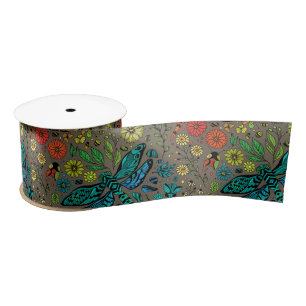 Ruban En Satin Voler, libellule de mouche sur brun