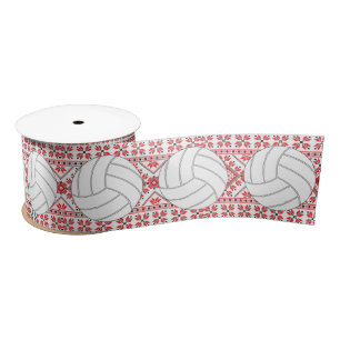 Ruban En Satin Volley-ball Noël Motif Sports Joueur / Entraîneur