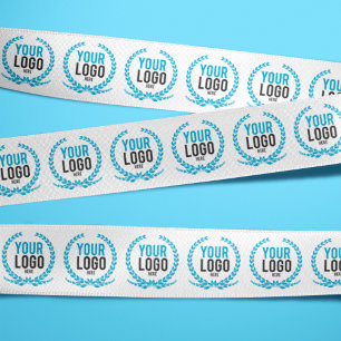 Ruban En Satin Votre logo d'entreprise tout en blanc