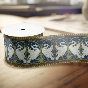 Ruban En Satin Walter Crane Deux Cygnes Art Nouveau Décor Vintage