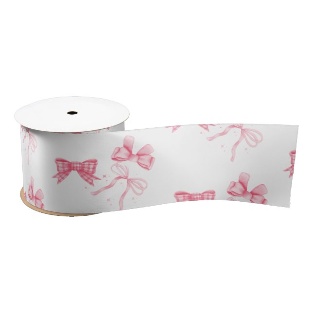 Ruban En Satin Watercolor Pink Bow Bachelorte Party (Bobine)