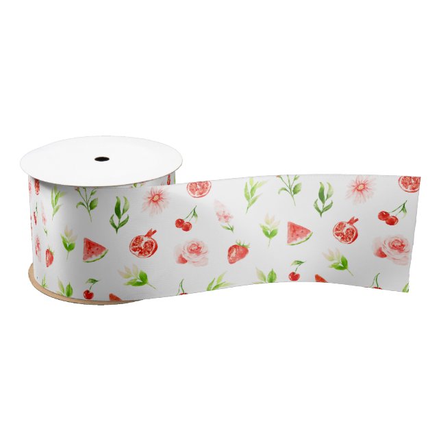 Ruban En Satin Watermelon and Pomegranate Pattern (Bobine)