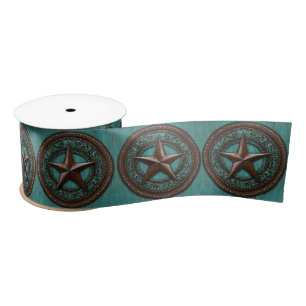 Ruban En Satin Western Country Cowboy Turquoise Brown Texas Star