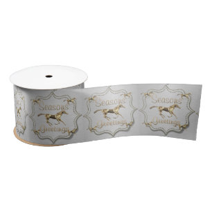 Ruban En Satin Western Gold Horse Sur Argent