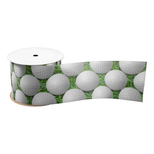 Ruban En Satin White Golf Balls On Grass (Bobine)