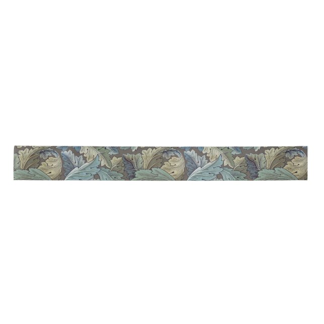 Ruban En Satin William Morris Acanthus Sage Fleur Floral Botaniqu (Devant)