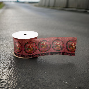 Ruban En Satin William * Morris Santa Claus Burgundy