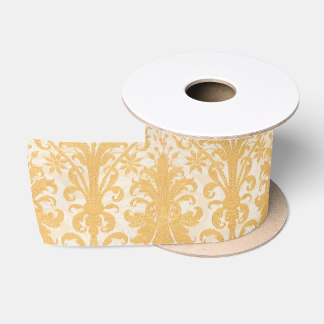 Ruban En Satin William Morris Saule & Or Damassé Luxe (Bobine)