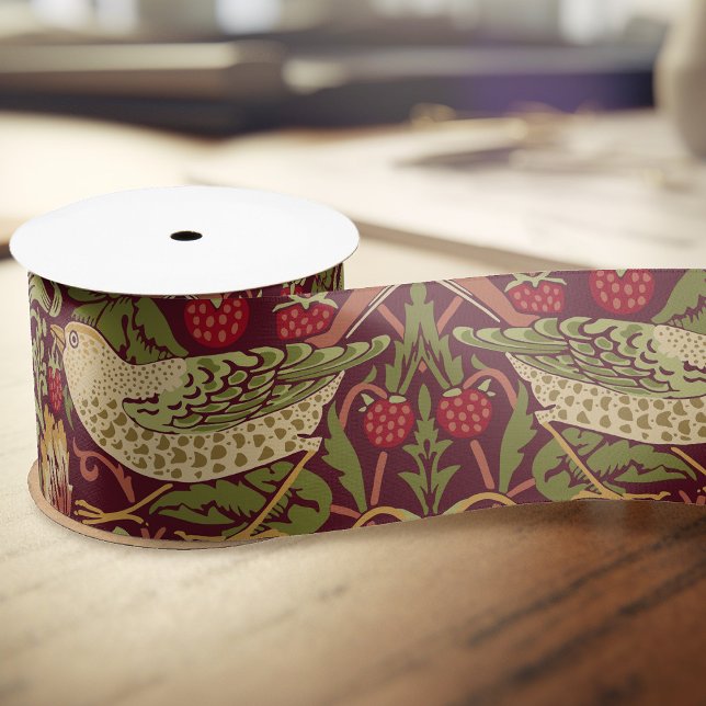 Ruban En Satin William Morris Strawberry Thief Satin Ribbon (Créateur téléchargé)