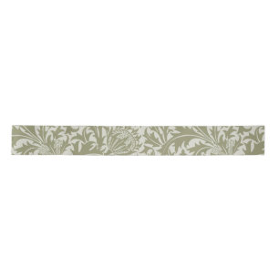 Ruban En Satin William Morris Thistle Sage Green Motif