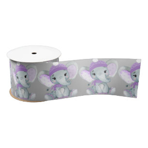 Ruban En Satin Winter Elephant violet fille Satin Ribbon Stool Bo